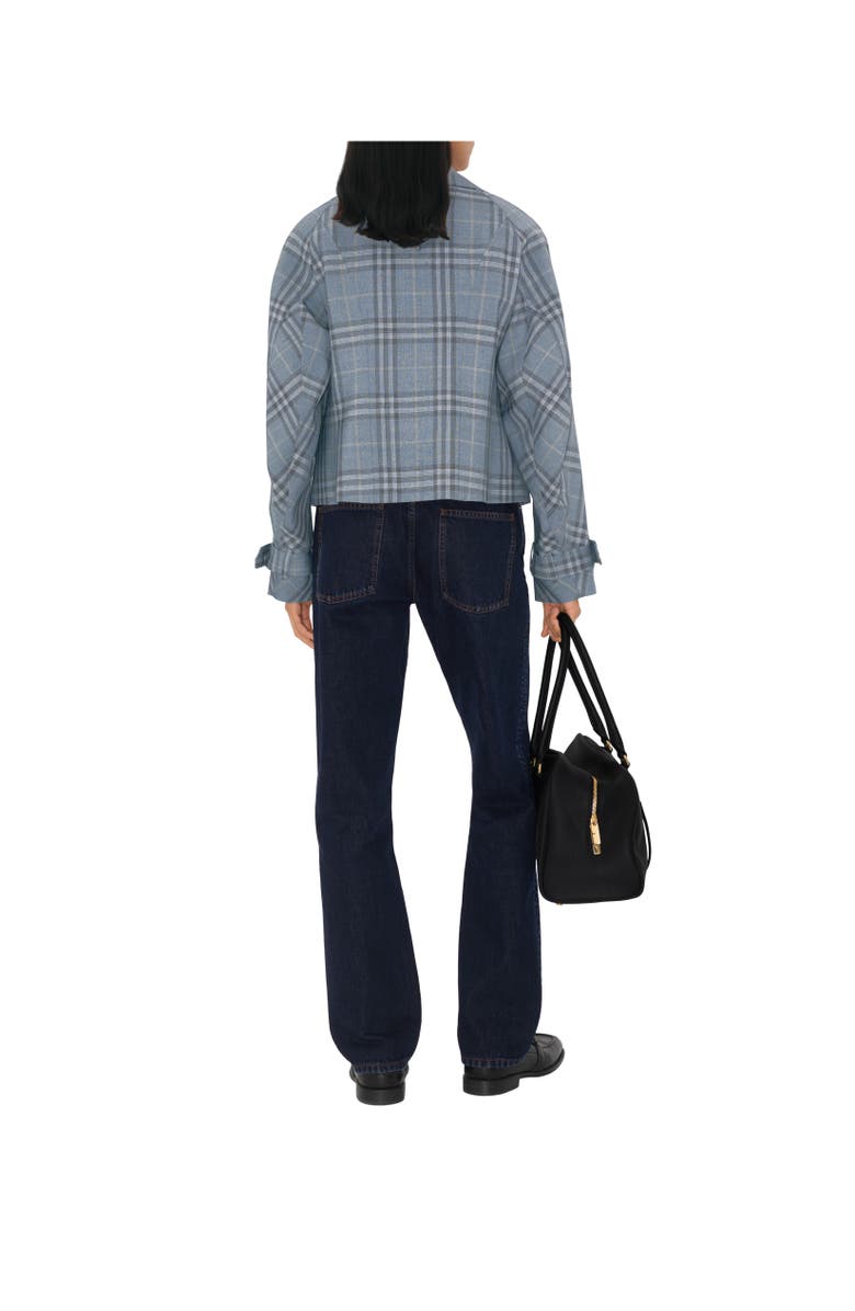 Burberry Check Silk Blend Trench Jacket, Alternate, color, 