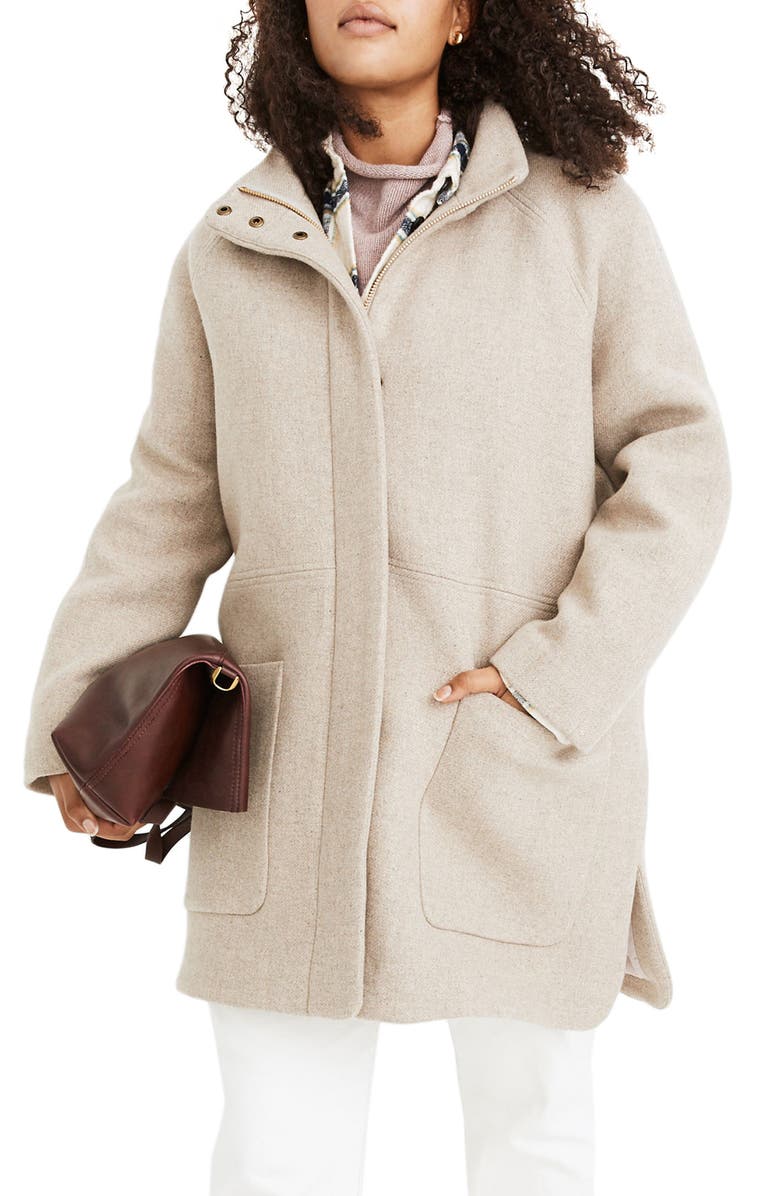 Madewell Estate Cocoon Insuluxe Fabric Coat, Alternate, color, Oatmeal