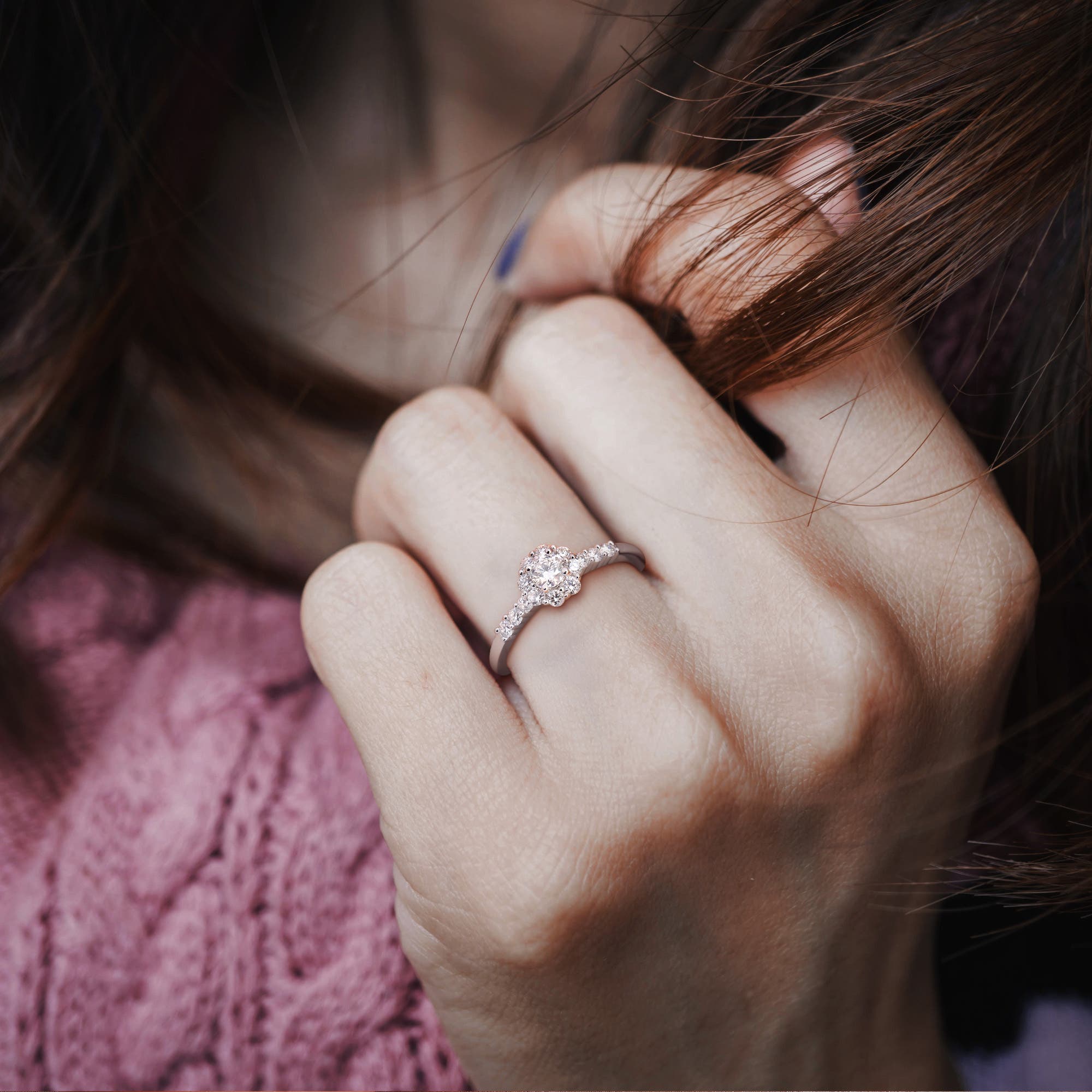 Julianna B. Lab Grown Diamond Floral Halo Ring (Women) | Nordstrom