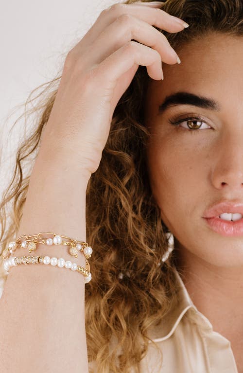 Ettika Pearl Party Set Of 3 Chain Bracelets In Gold