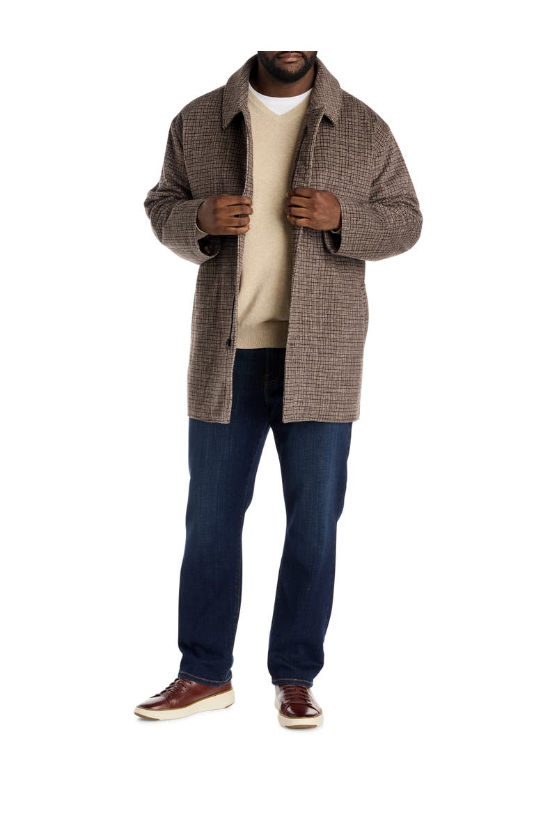 Big & Tall Patterned Overcoat, Alternate, color, BROWN
