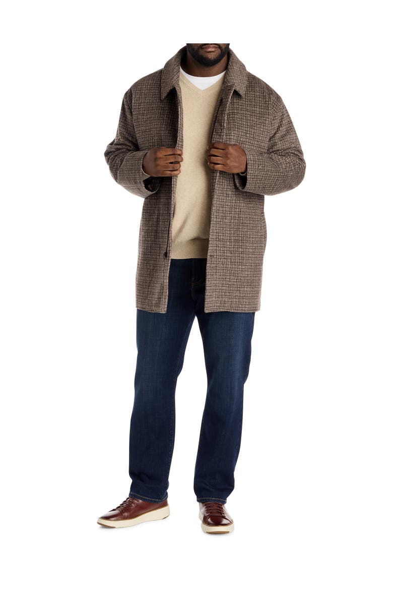 Oak Hill by DXL Big & Tall Patterned Overcoat, Alternate, color, Brown