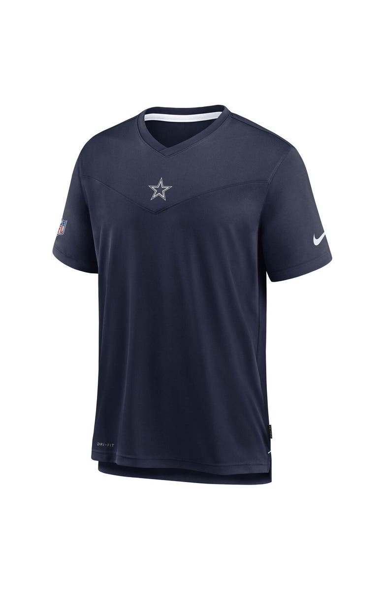 Nike Men's Nike Navy Dallas Cowboys Sideline Coaches Performance V-Neck T-Shirt, Alternate, color,