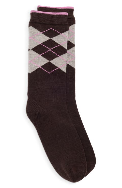 Argyle Cotton & Wool Blend Socks