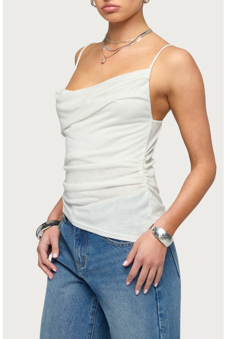 Asymmetric Cowl Neck Camisole, Alternate, color, WHITE