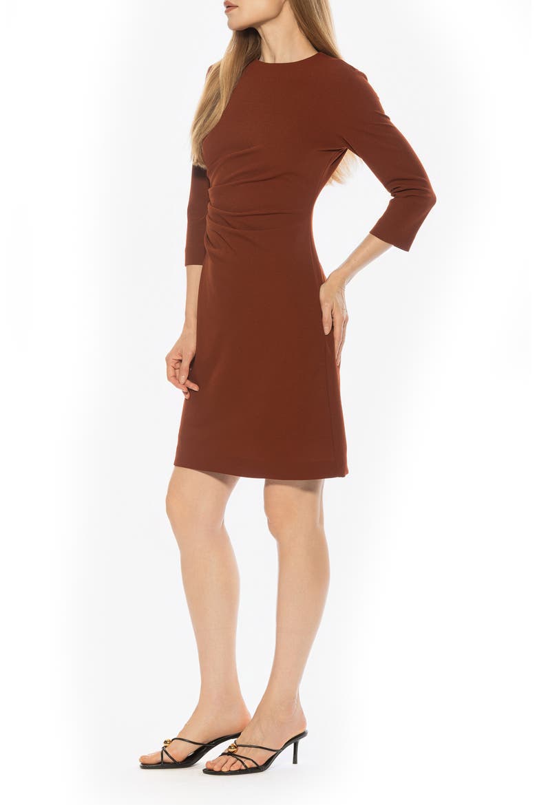 Rio Crewneck Pleated Shift Dress, Alternate, color, CAMEL
