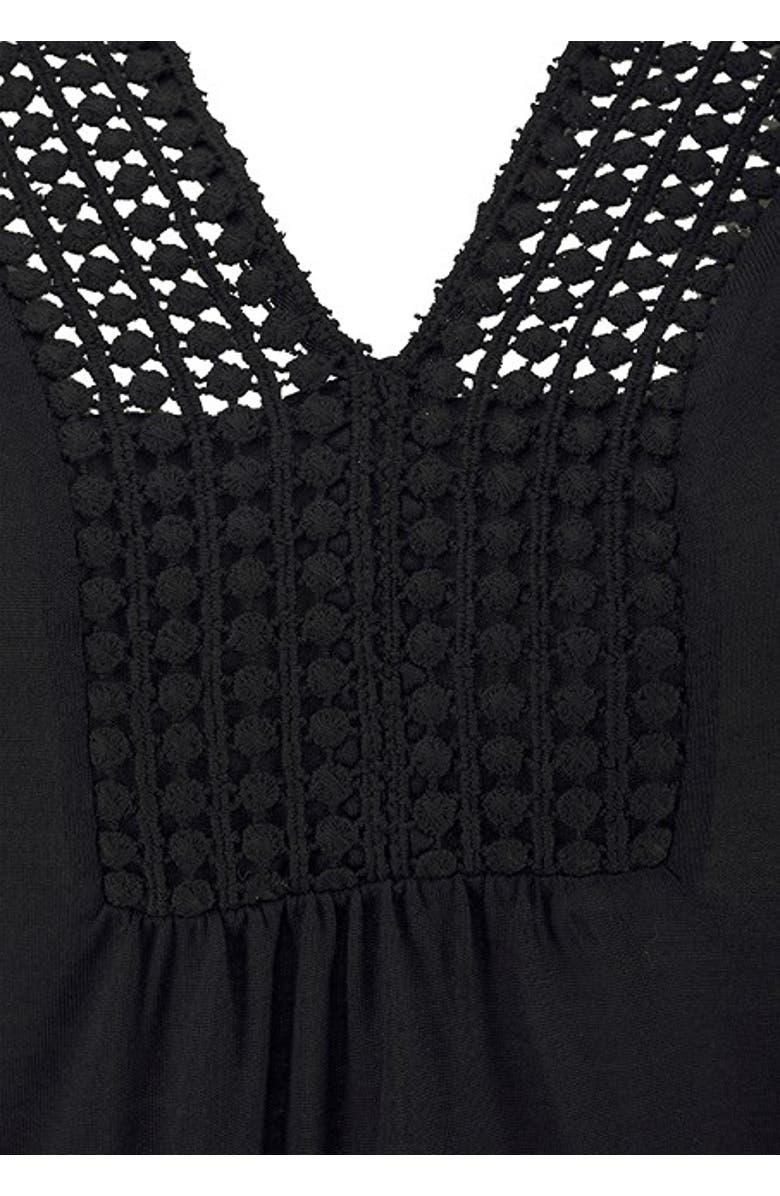 LASCANA Women's Crochet Insert Tank Top, Alternate, color, Black