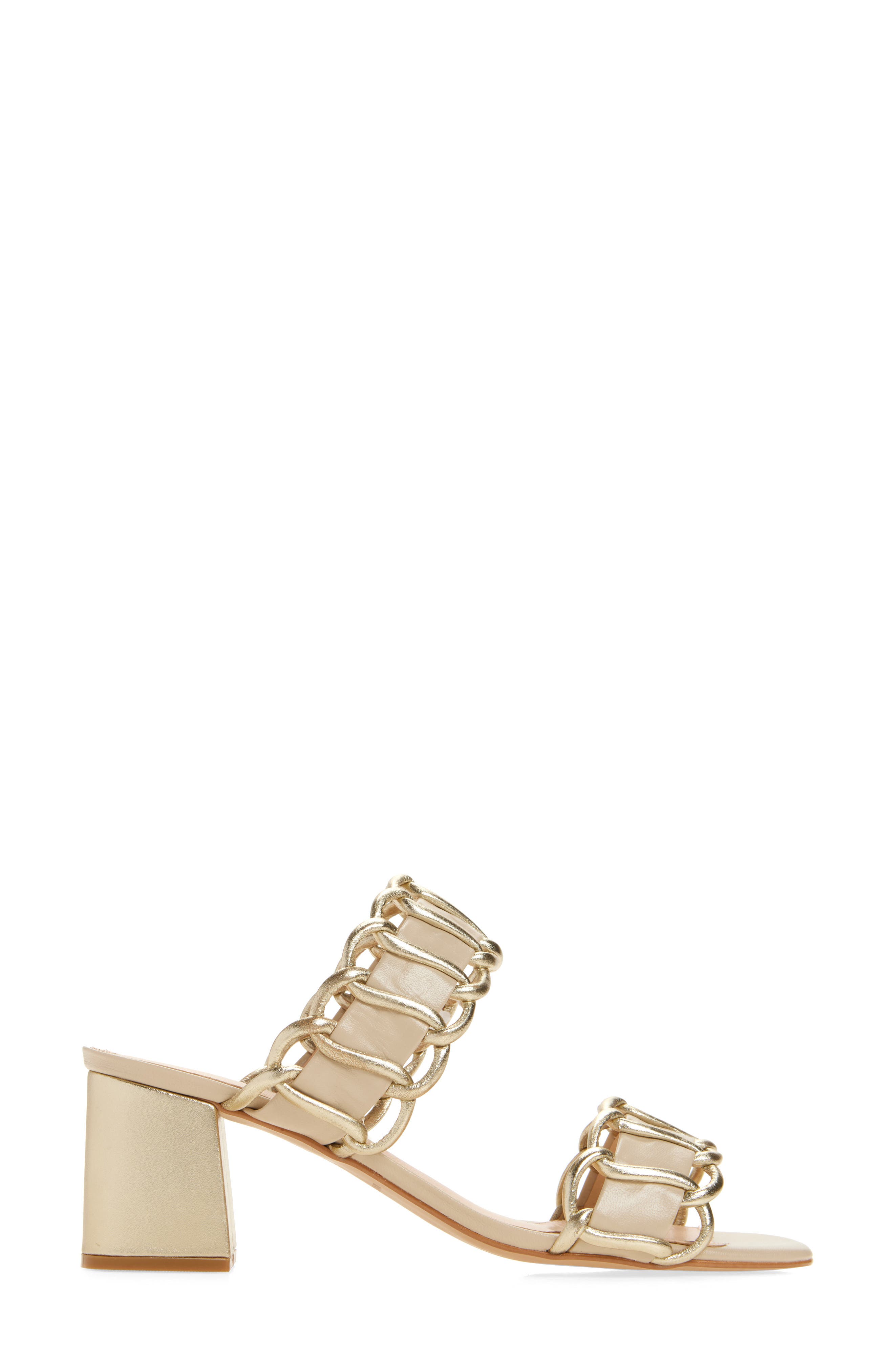 KOKO + PALENKI Nao Block Heel Slide Sandal, Alternate, color, Gold/ Beige Leather