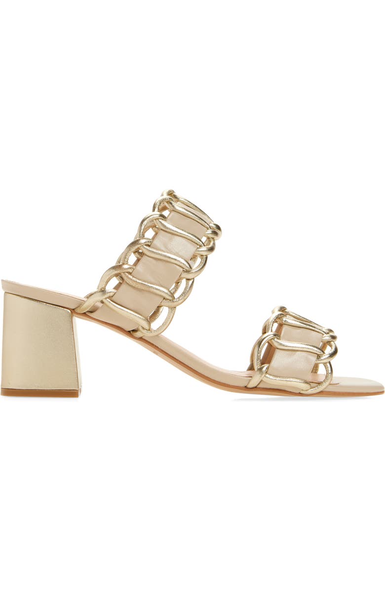KOKO + PALENKI Nao Block Heel Slide Sandal, Alternate, color, Gold/ Beige Leather