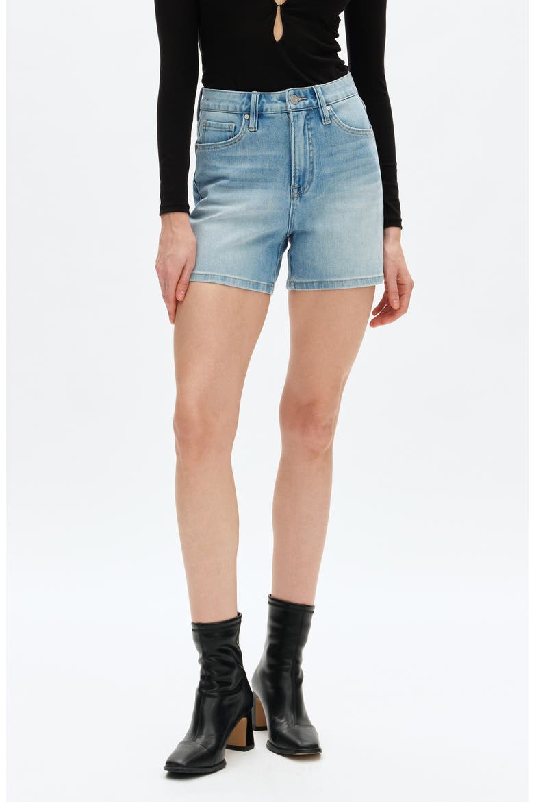 Elowen High Waist Denim Shorts, Main, color, LIGHT BLUE