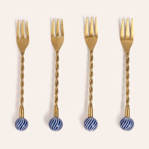 Rampur Set Of 4 Steel Dessert Fork Set Cheerland