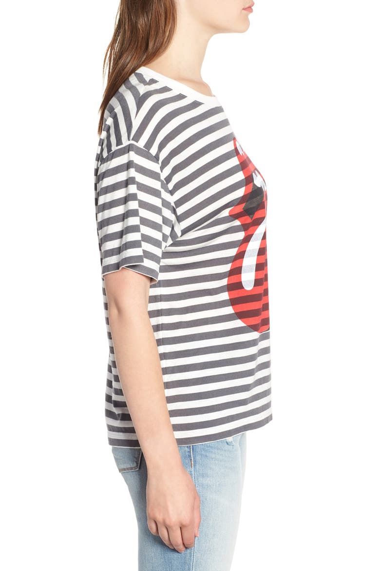 by Daydreamer Rolling Stones Stripe Boyfriend Tee, Alternate, color, WHITE STRIPE