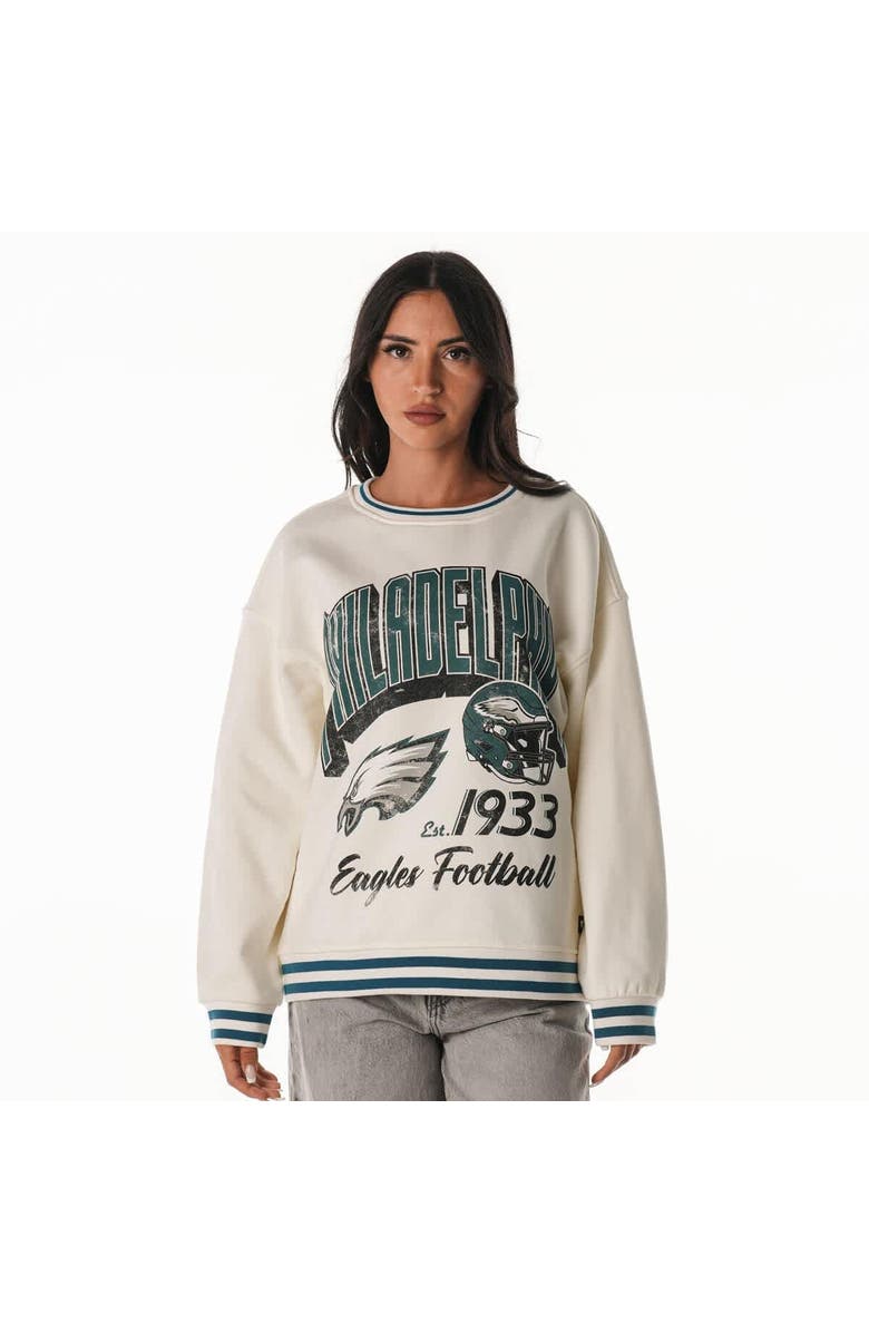 THE WILD COLLECTIVE Women's The Wild Collective Cream Philadelphia Eagles Oversized Vintage French Terry Sweatshirt, Main, color, Cream