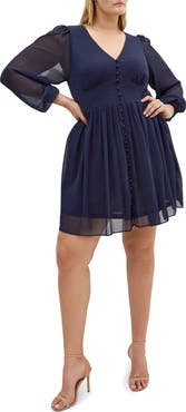 City Chic Serina Long Sleeve Flare Dress