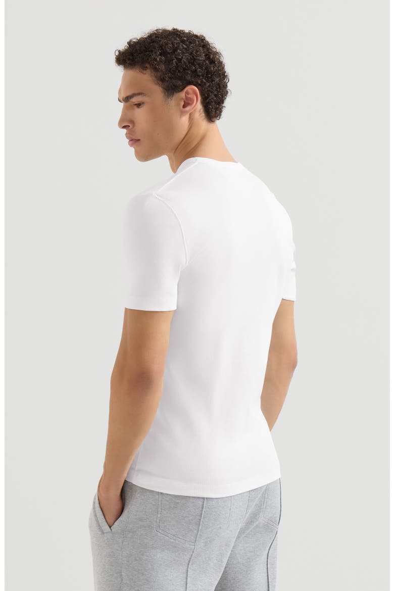 Stretch cotton and modal ribbed jersey crew neck T-shirt, Alternate, color, White