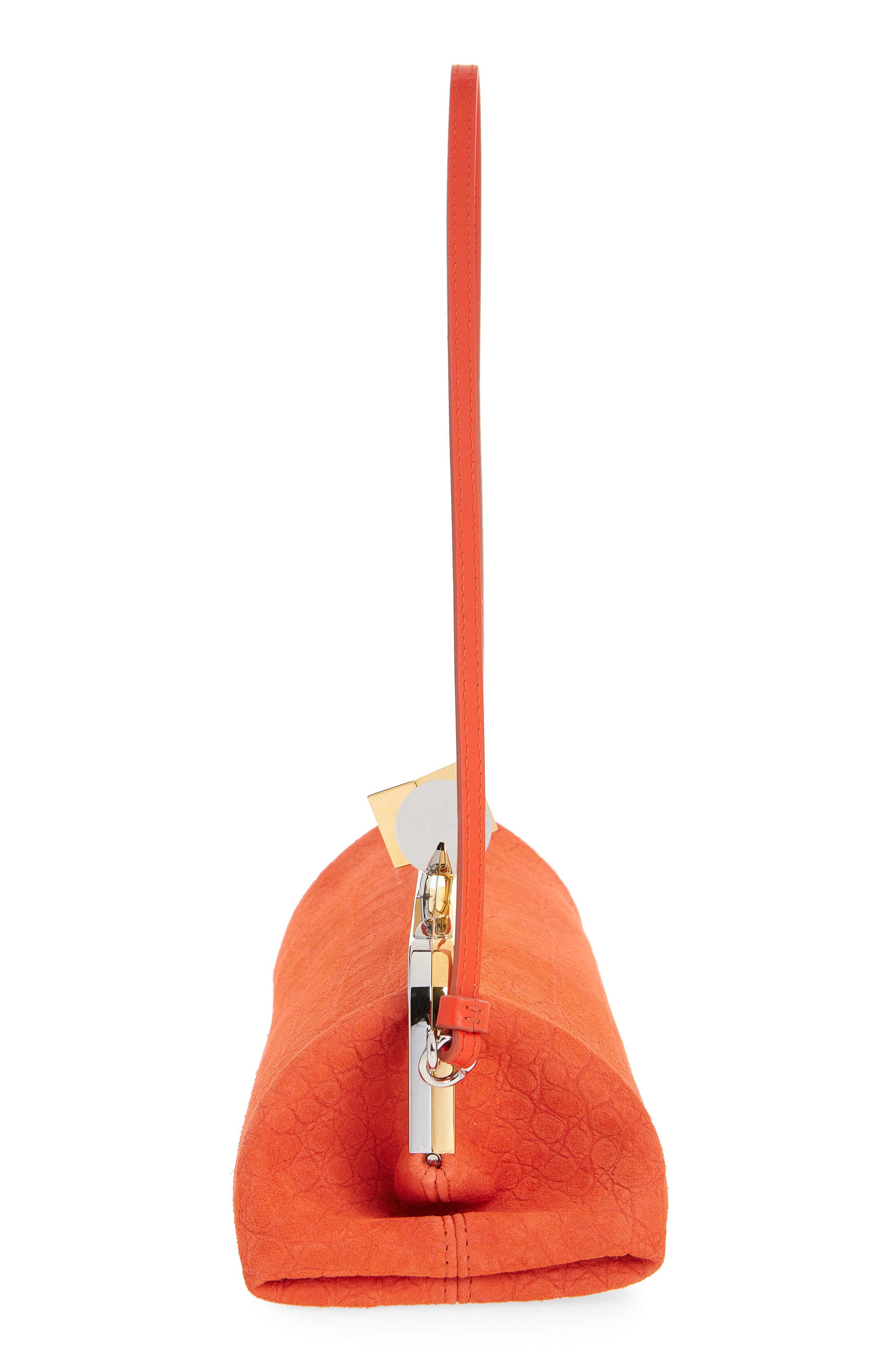 Jacquemus La Pochette Salon Croc Embossed Suede Clutch, Alternate, color, Red Orange 477