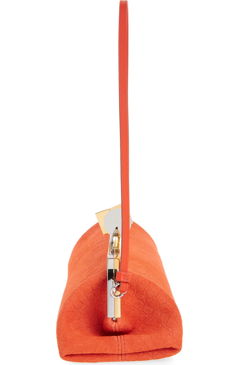 Jacquemus La Pochette Salon Croc Embossed Suede Clutch, Alternate, color, Red Orange 477