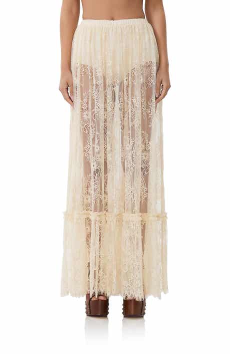AFRM Allegra Sheer Lace Maxi Skirt