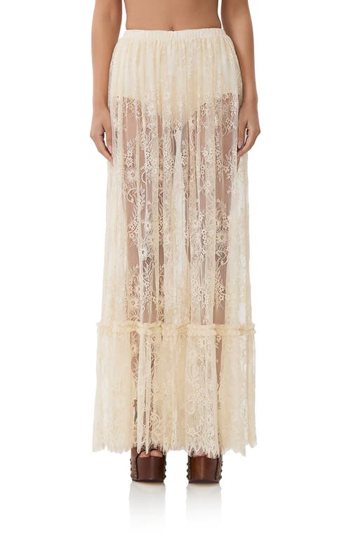Shop Afrm Allegra Sheer Lace Maxi Skirt In Birch Lace