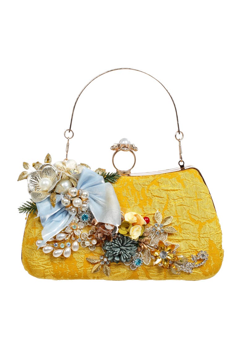 Mustard Bag, Gold Handle Ornament, Main, color, Mustard