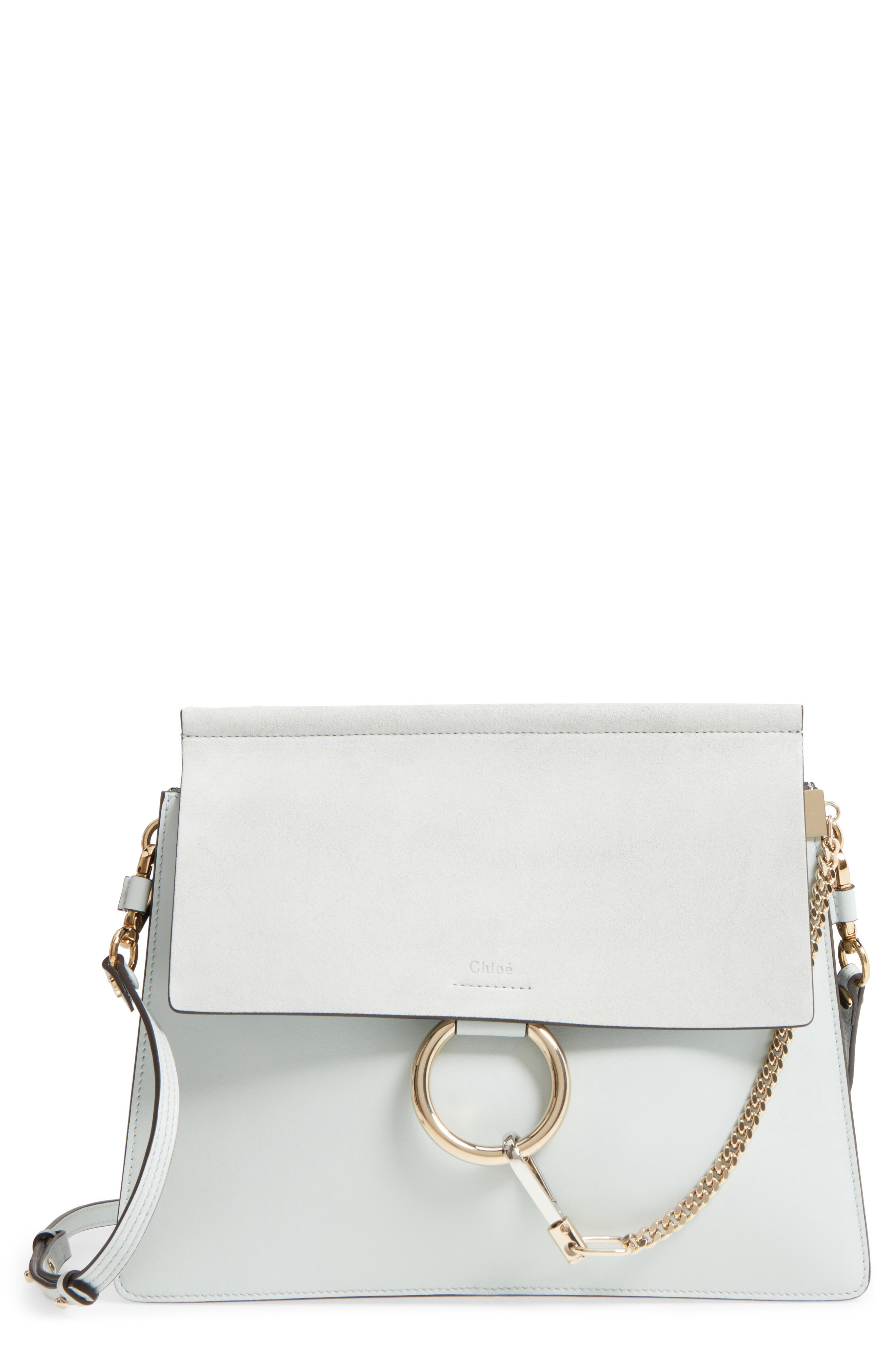 Chloé Faye Calfskin Suede & Leather Shoulder Bag, Main, color, 