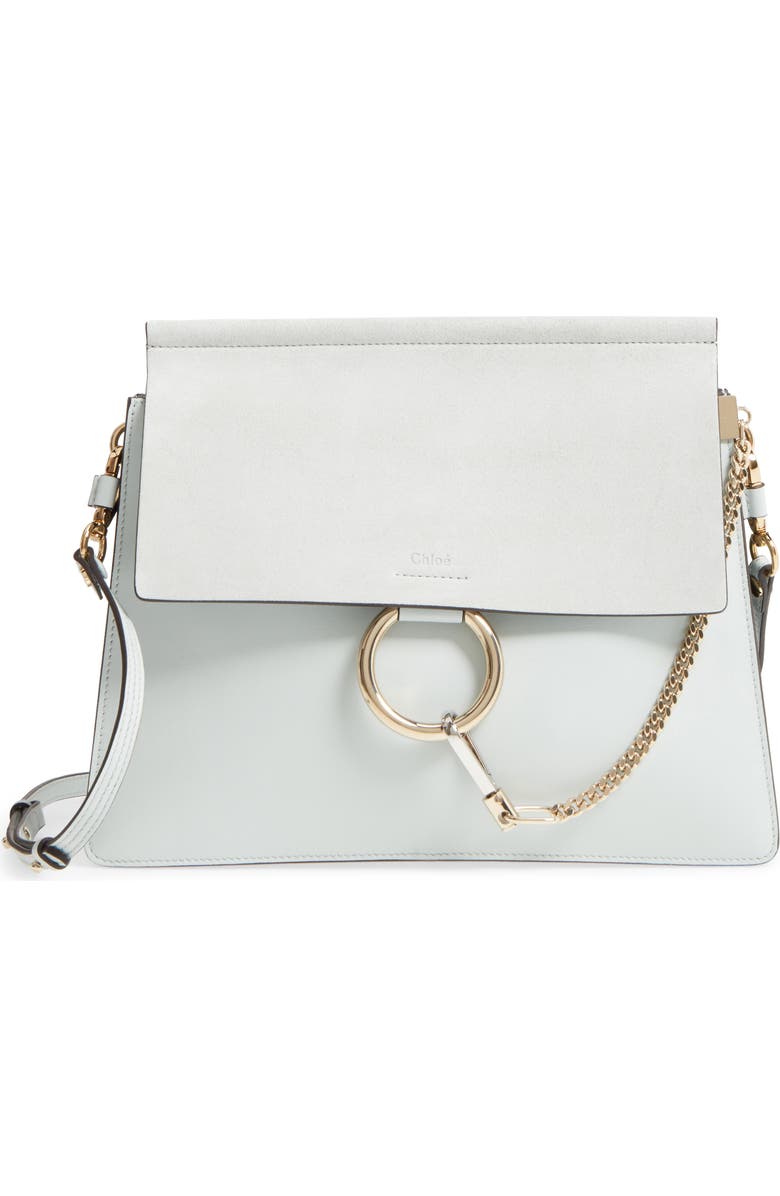 Chloé Faye Calfskin Suede & Leather Shoulder Bag, Main, color,