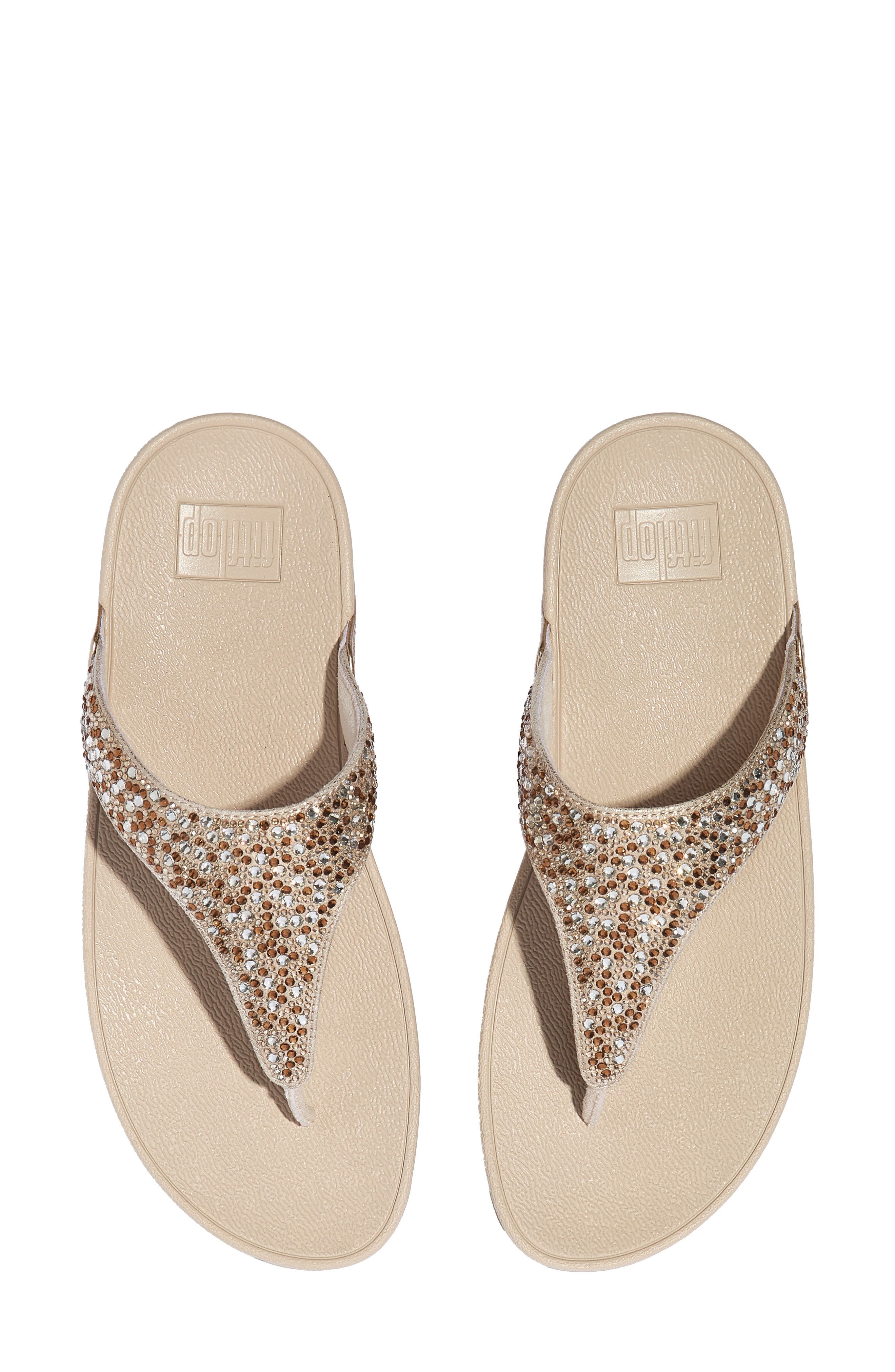 Lulu Crystal Mix Metallic Faux Leather Flip Flop, Alternate, color, PLATINO