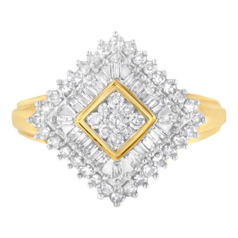 10K Yellow Gold 1.0 Cttw Diamond Ballerina Ring