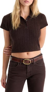 Good American The Micro Cable Merino Wool Polo