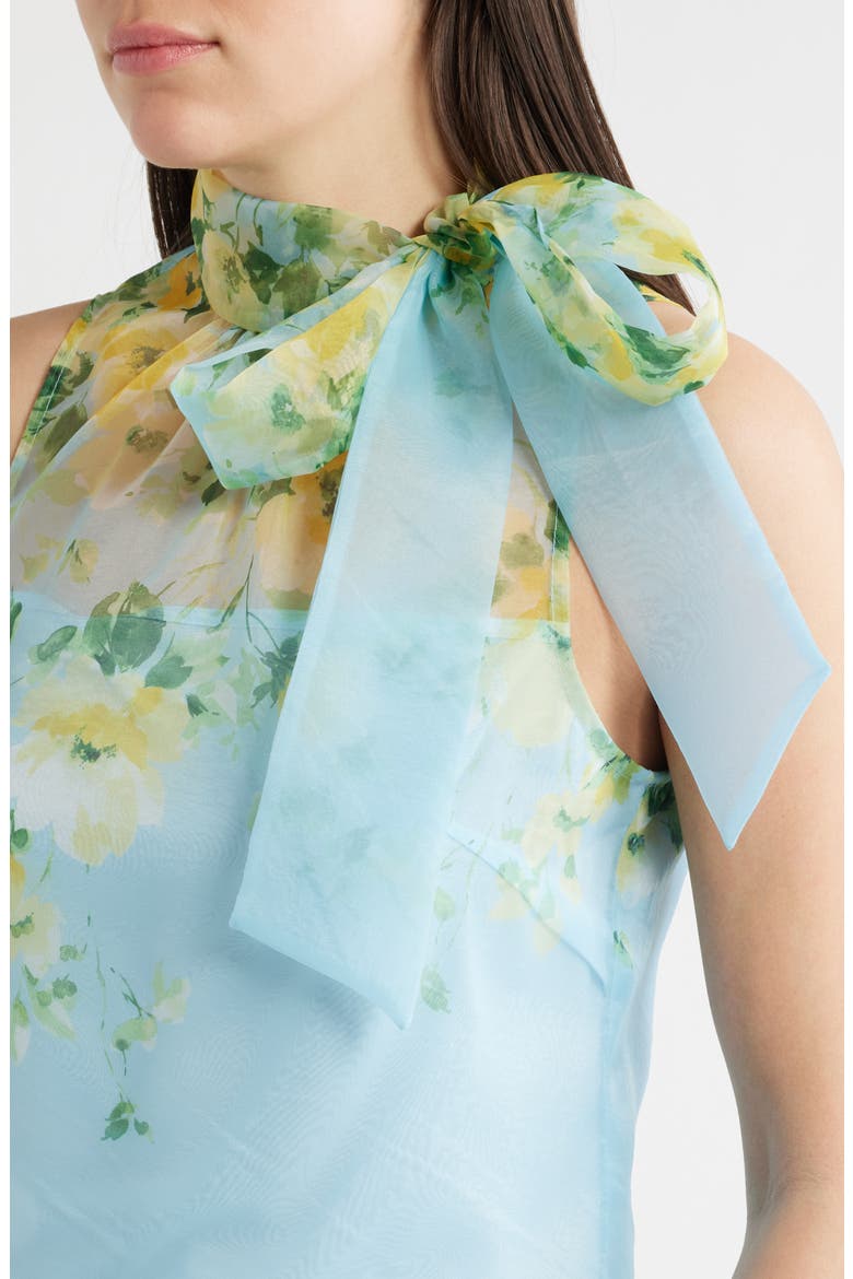 Placed Floral Drop Waist Cocktail Dress, Alternate, color, BLUE YELLOW