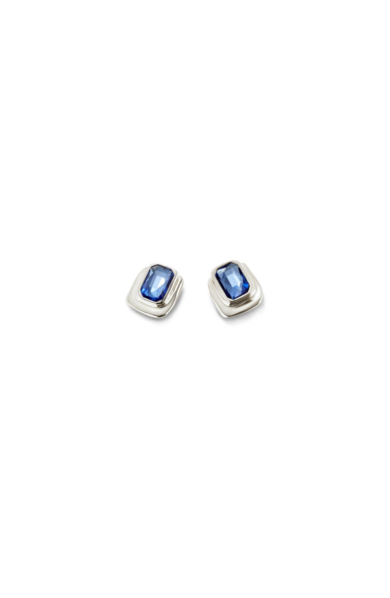 UNODE50 Blue Stud Crystal Earrings, Alternate, color, Silver