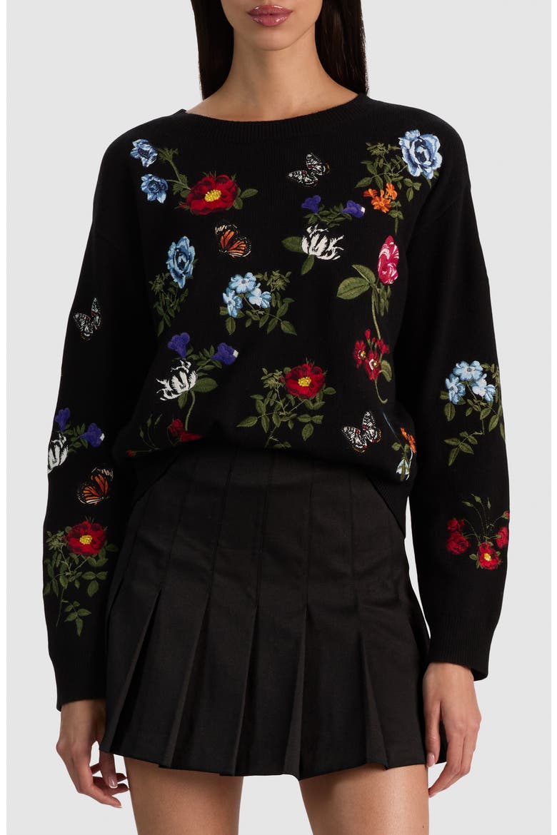 Teanna Embellished Crewneck Sweater, Main, color, BLACK MULTI
