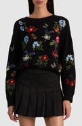 ALICE + OLIVIA Teanna Embellished Crewneck Sweater