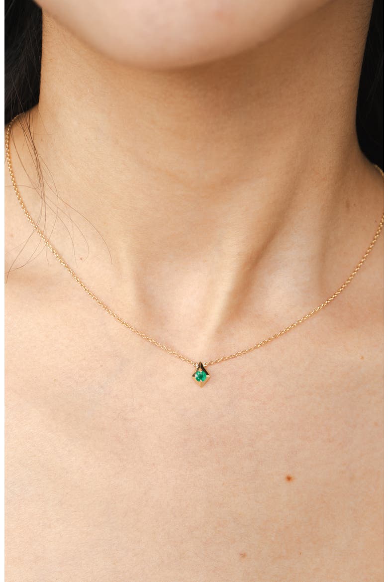 Elegance Emerald Geometric Pendant Necklace, Alternate, color, 14K YELLOW GOLD
