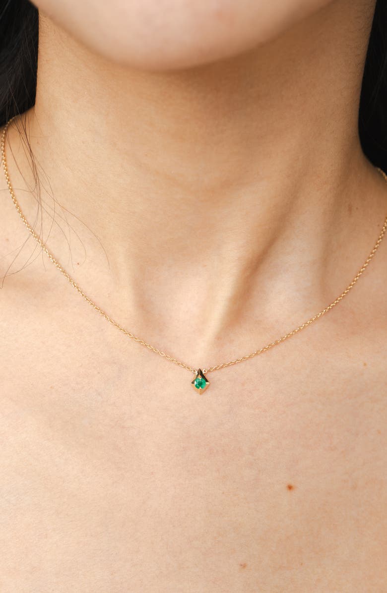 VALANI ATELIER Elegance Emerald Geometric Pendant Necklace, Alternate, color, 14K Yellow Gold