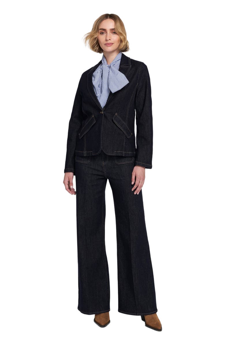 ELLE Collection Denim Blazer Jacket, Main, color, Indigo