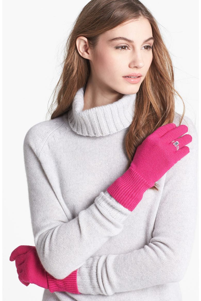 'ring' wool blend gloves, Main, color, VIVID SNAPDRAGON