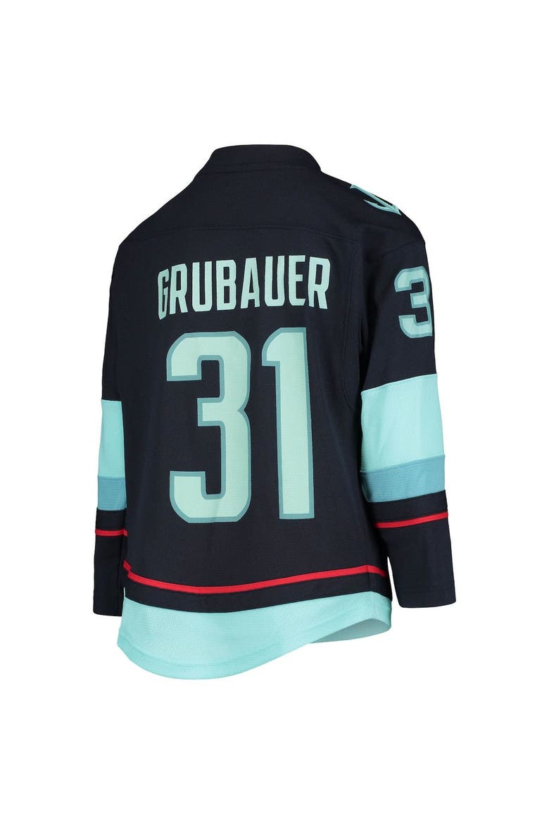 Youth Philipp Grubauer Deep Sea Blue Seattle Kraken Home Replica Player Jersey, Alternate, color, Navy