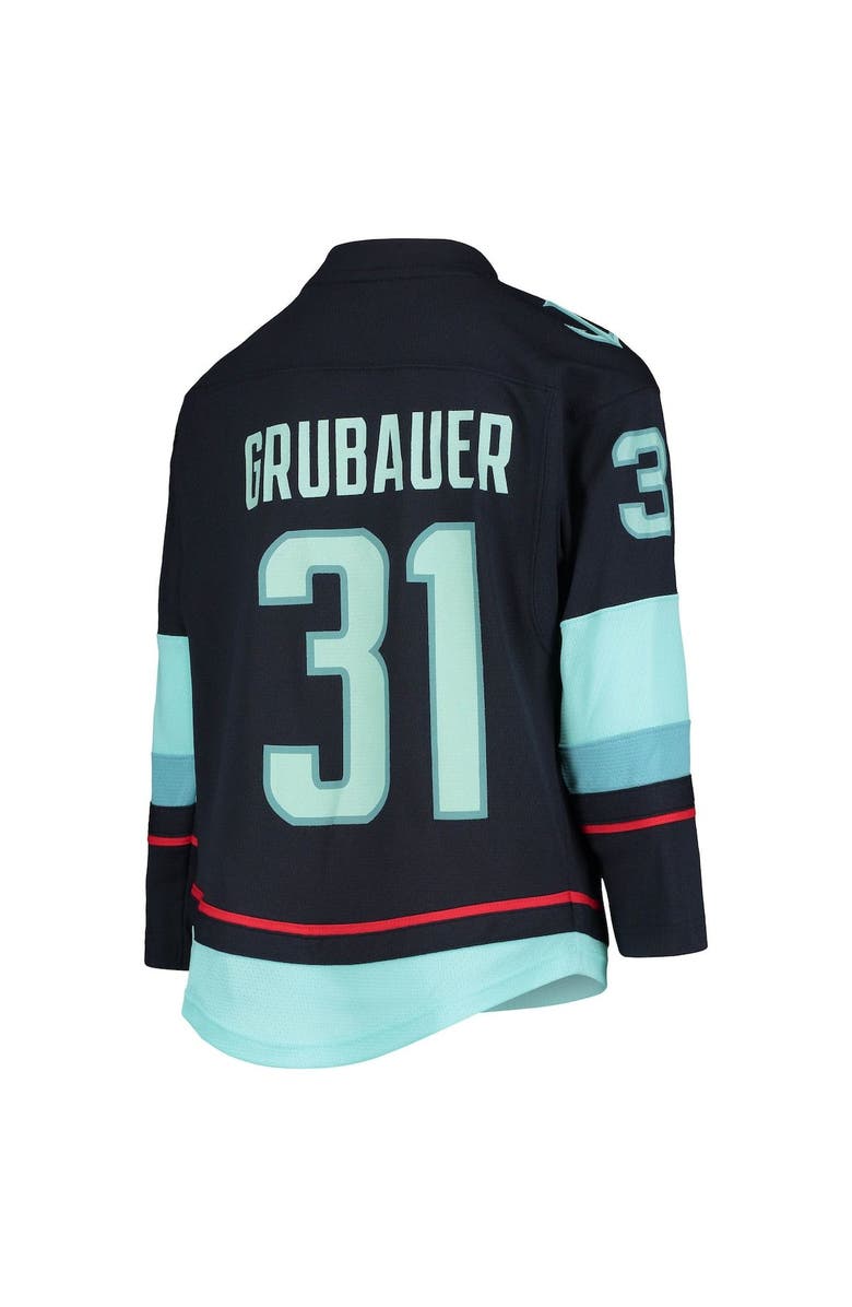 Outerstuff Youth Philipp Grubauer Deep Sea Blue Seattle Kraken Home Replica Player Jersey, Alternate, color, Navy