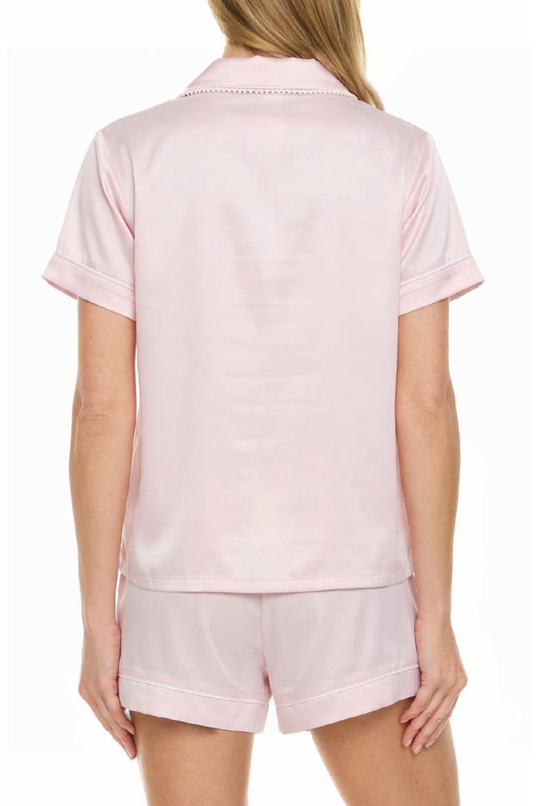 Satin Short Pajamas with Faux Pearl Trim, Alternate, color, BLUSH