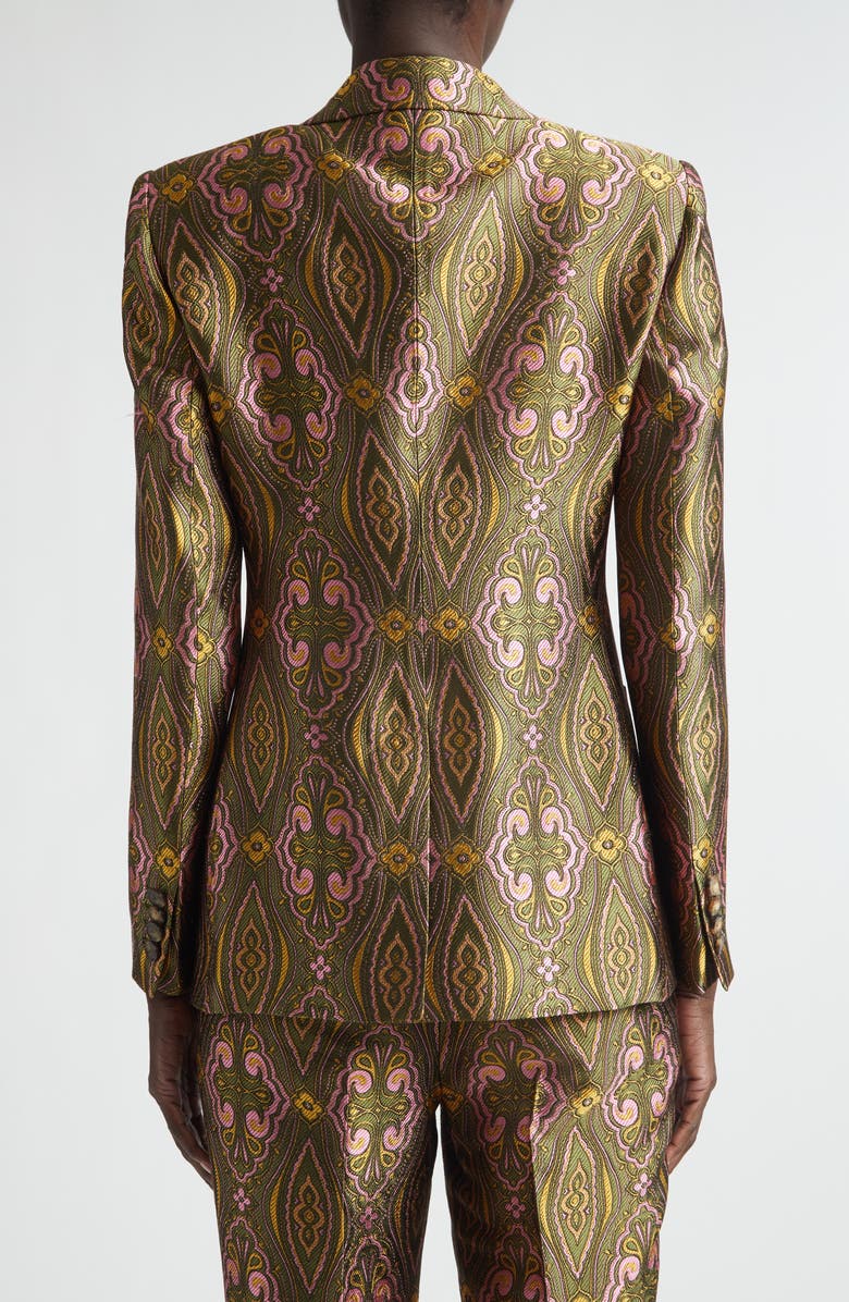 Etro Fitted Jacquard Jacket, Alternate, color, Multicol On Green Base