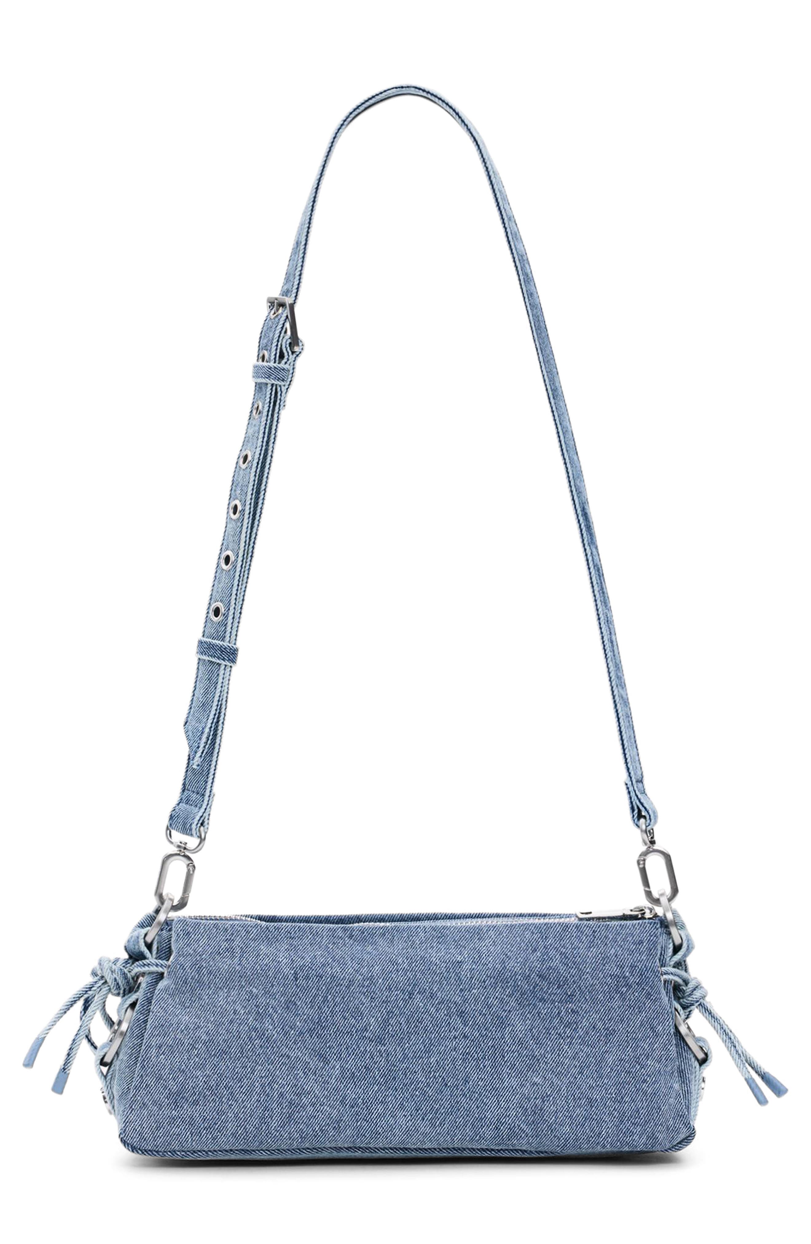 Small Denim Shoulder Bag, Alternate, color, LIGHT BLUE