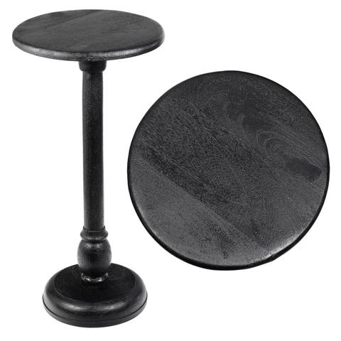 Leopold 24.5" Cottage Designer Mango Wood Pedestal Round Drink Table and Decorative End Table