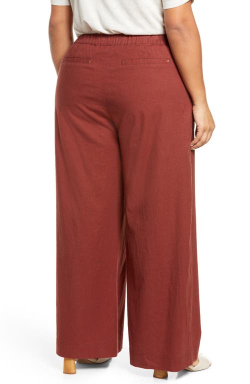 Wit & Wisdom High Waist Stretch Linen Blend Pants In Brown
