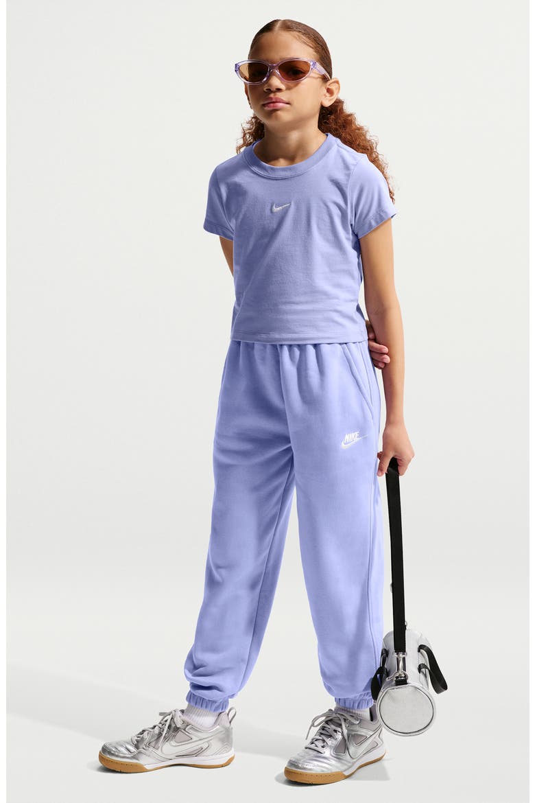 Kids' Club Fleece Joggers, Main, color, LIGHT THISTLE/ WHITE