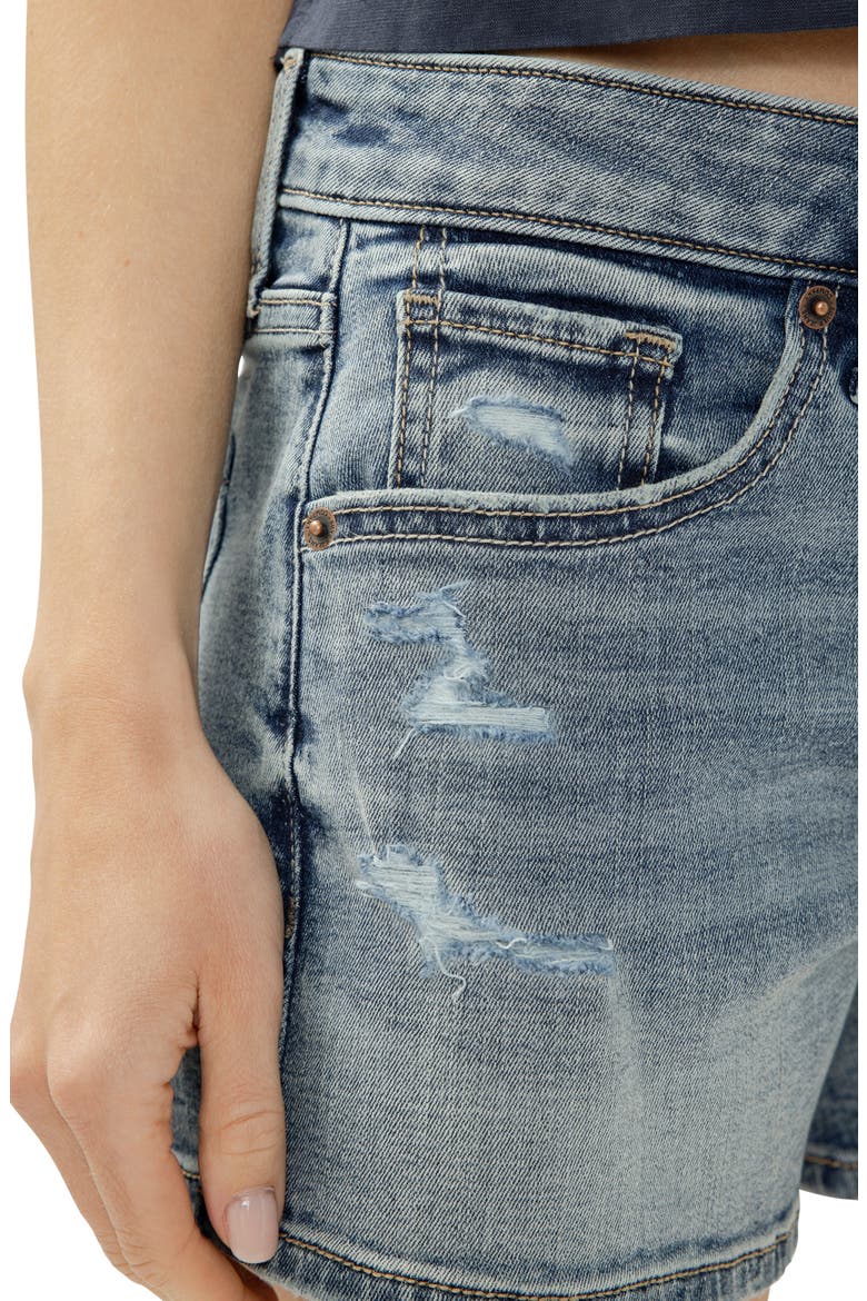 Exposed Button Mid Rise Denim Boyfriend Shorts, Alternate, color, SUMMERS BEACH
