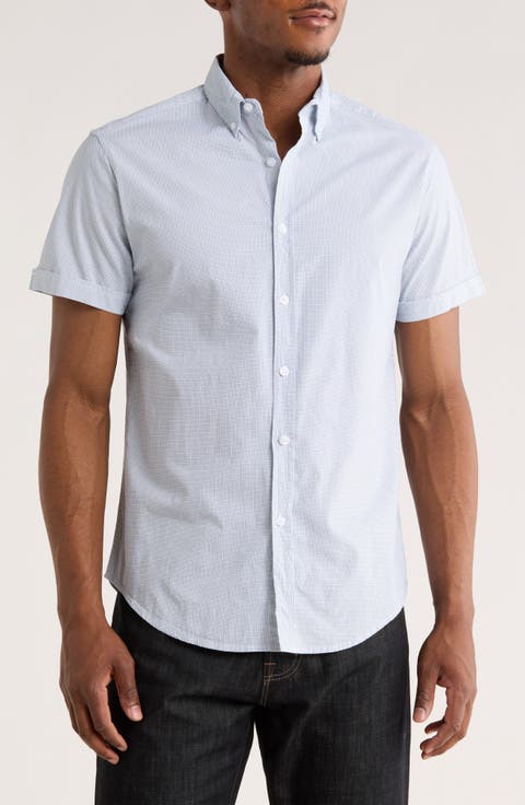 Geometric Print Short Sleeve Button-Down Shirt