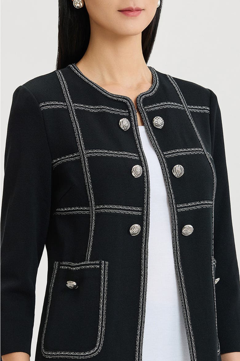 Heritage Grid Trim Knit Jacket, Alternate, color, Black/Ivory