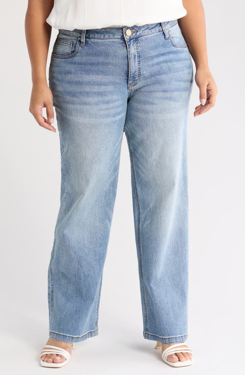 High Waist Wide Leg Jeans (Ensured) (Plus)