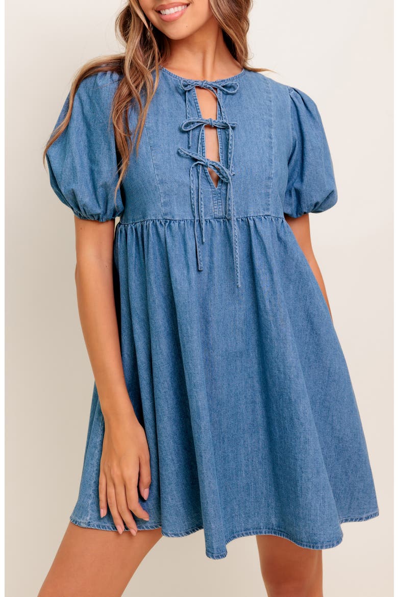 Denim Minidress, Alternate, color, MEDIUM INDIGO